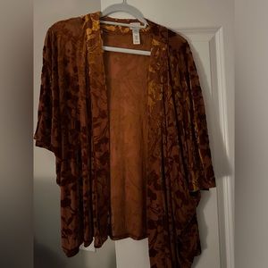 Orange velvet “kimono” style cardigan